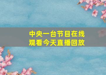 中央一台节目在线观看今天直播回放