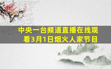 中央一台频道直播在线观看3月1日烟火人家节目