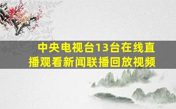 中央电视台13台在线直播观看新闻联播回放视频