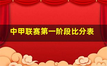 中甲联赛第一阶段比分表