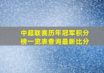 中超联赛历年冠军积分榜一览表查询最新比分