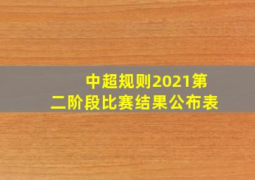 中超规则2021第二阶段比赛结果公布表