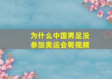 为什么中国男足没参加奥运会呢视频