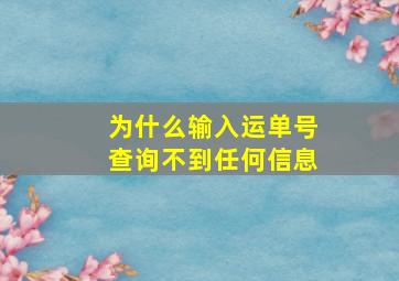 为什么输入运单号查询不到任何信息