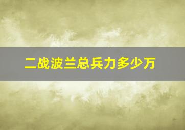 二战波兰总兵力多少万