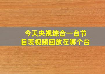 今天央视综合一台节目表视频回放在哪个台