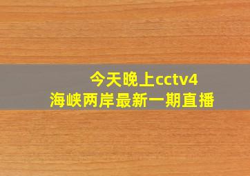 今天晚上cctv4海峡两岸最新一期直播