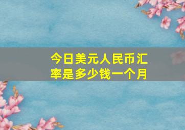 今日美元人民币汇率是多少钱一个月