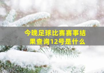 今晚足球比赛赛事结果查询12号是什么