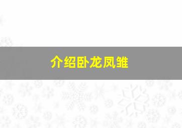 介绍卧龙凤雏