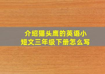 介绍猫头鹰的英语小短文三年级下册怎么写