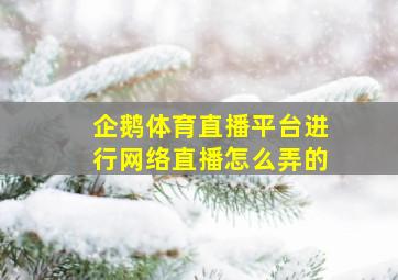 企鹅体育直播平台进行网络直播怎么弄的