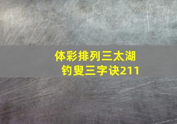 体彩排列三太湖钓叟三字诀211