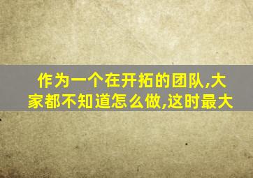 作为一个在开拓的团队,大家都不知道怎么做,这时最大