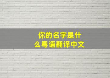 你的名字是什么粤语翻译中文