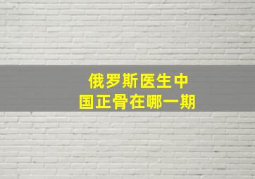 俄罗斯医生中国正骨在哪一期