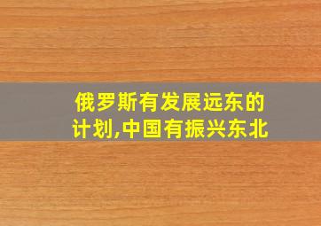 俄罗斯有发展远东的计划,中国有振兴东北