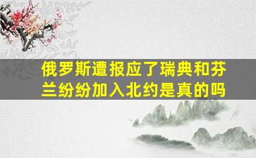 俄罗斯遭报应了瑞典和芬兰纷纷加入北约是真的吗