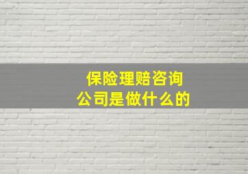 保险理赔咨询公司是做什么的