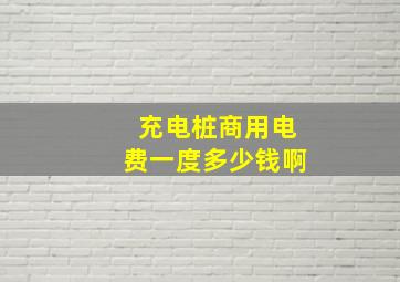 充电桩商用电费一度多少钱啊