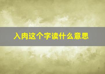 入肉这个字读什么意思