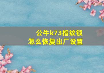 公牛k73指纹锁怎么恢复出厂设置