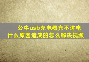 公牛usb充电器充不进电什么原因造成的怎么解决视频