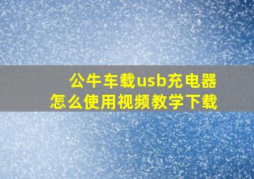 公牛车载usb充电器怎么使用视频教学下载