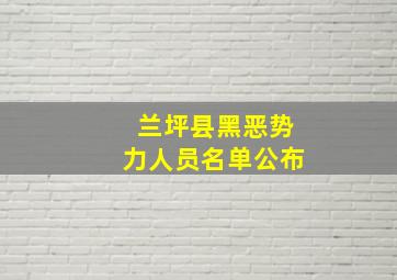 兰坪县黑恶势力人员名单公布