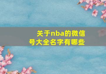 关于nba的微信号大全名字有哪些