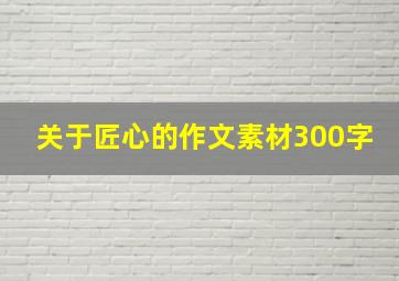 关于匠心的作文素材300字