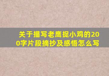 关于描写老鹰捉小鸡的200字片段摘抄及感悟怎么写