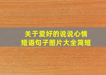 关于爱好的说说心情短语句子图片大全简短