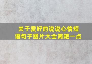 关于爱好的说说心情短语句子图片大全简短一点