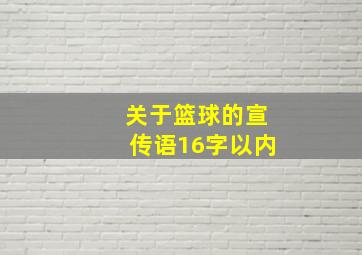 关于篮球的宣传语16字以内