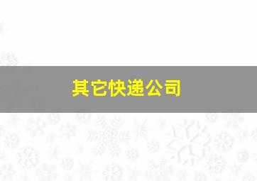 其它快递公司