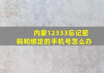 内蒙12333忘记密码和绑定的手机号怎么办