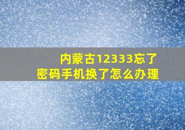 内蒙古12333忘了密码手机换了怎么办理