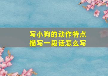 写小狗的动作特点描写一段话怎么写