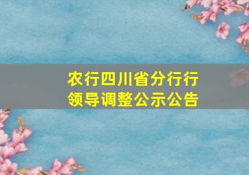 农行四川省分行行领导调整公示公告