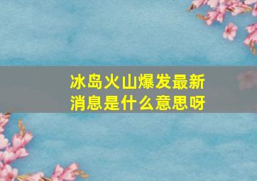 冰岛火山爆发最新消息是什么意思呀