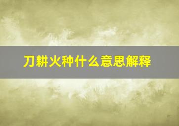 刀耕火种什么意思解释