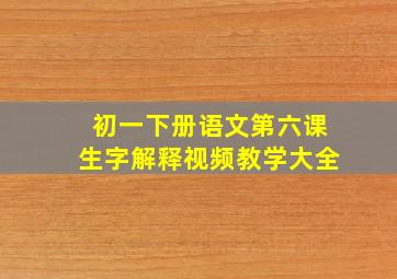 初一下册语文第六课生字解释视频教学大全