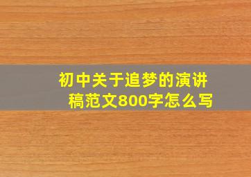 初中关于追梦的演讲稿范文800字怎么写