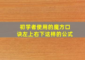 初学者使用的魔方口诀左上右下这样的公式