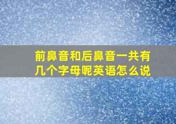 前鼻音和后鼻音一共有几个字母呢英语怎么说