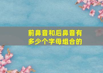 前鼻音和后鼻音有多少个字母组合的