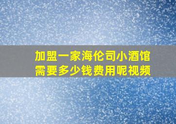 加盟一家海伦司小酒馆需要多少钱费用呢视频