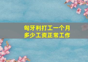 匈牙利打工一个月多少工资正常工作