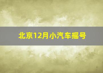 北京12月小汽车摇号